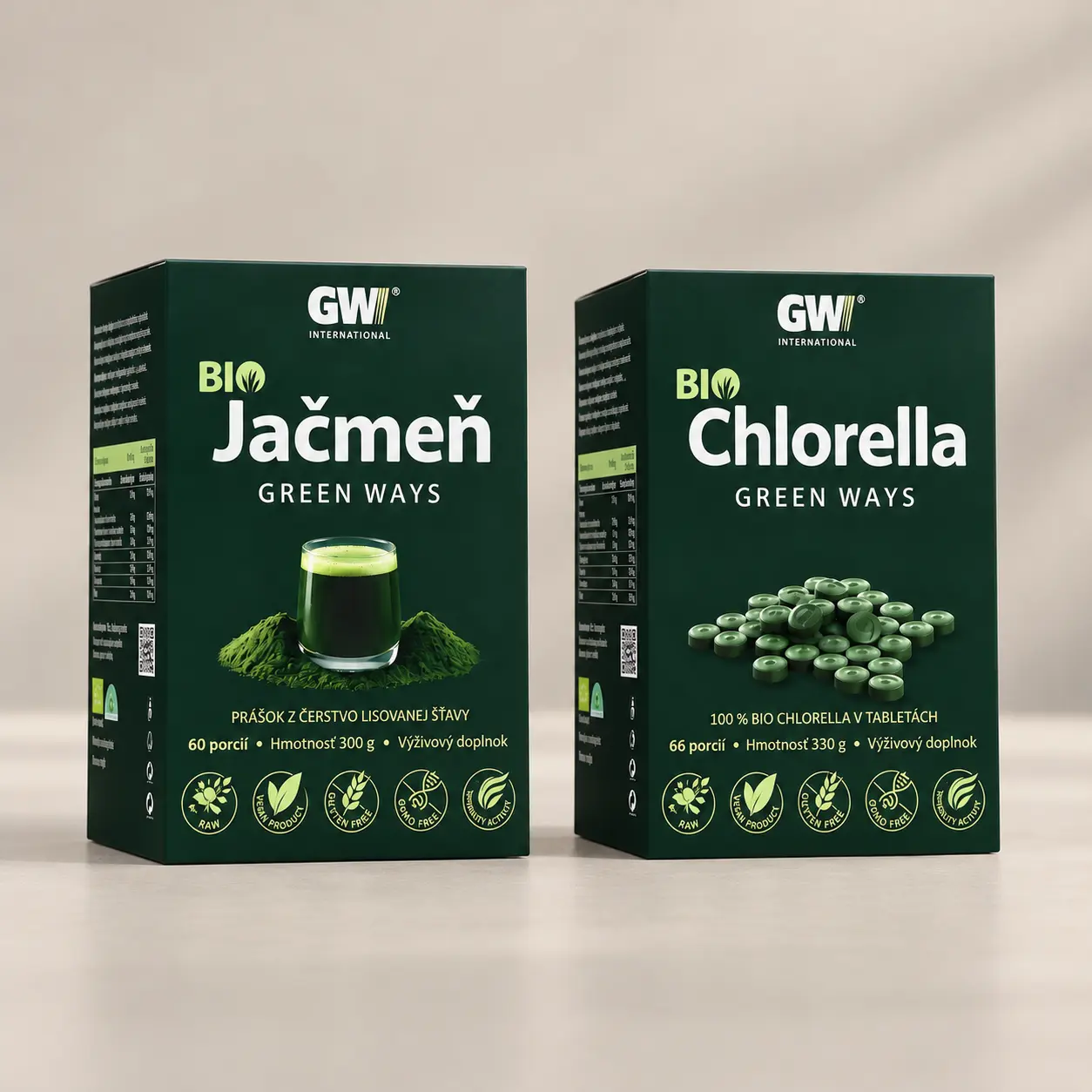 jačmeň prášok chlorella tabletky